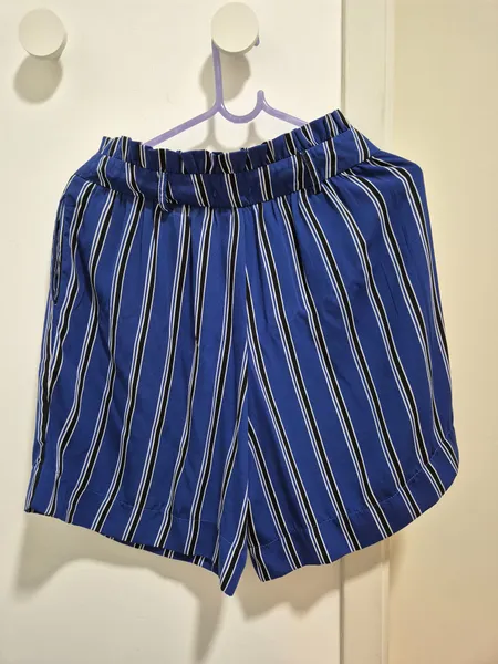 conjunto blazer e short azul listrado tam M Tricia