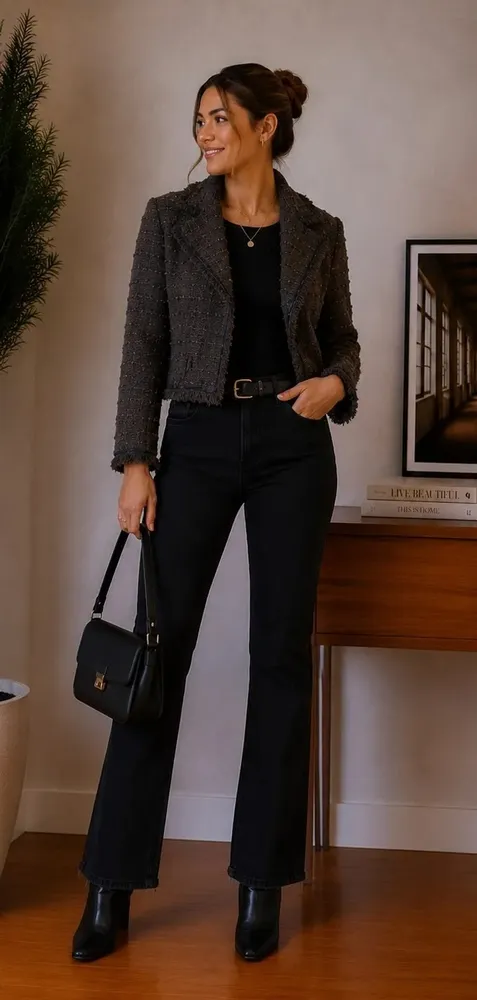 Casaco Tweed Marrom Trimix M
