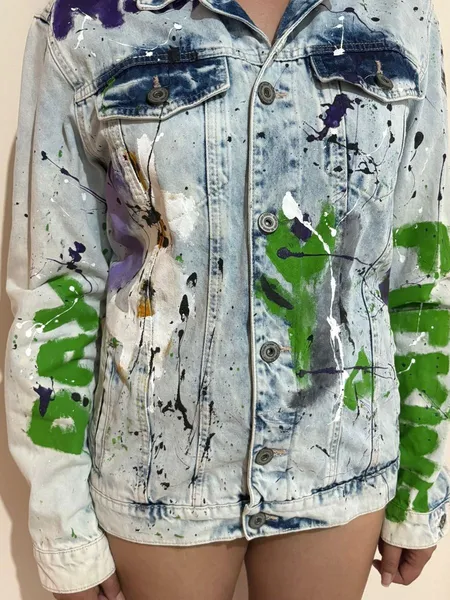 Jaqueta jeans bluesteel customizada m cores vivas