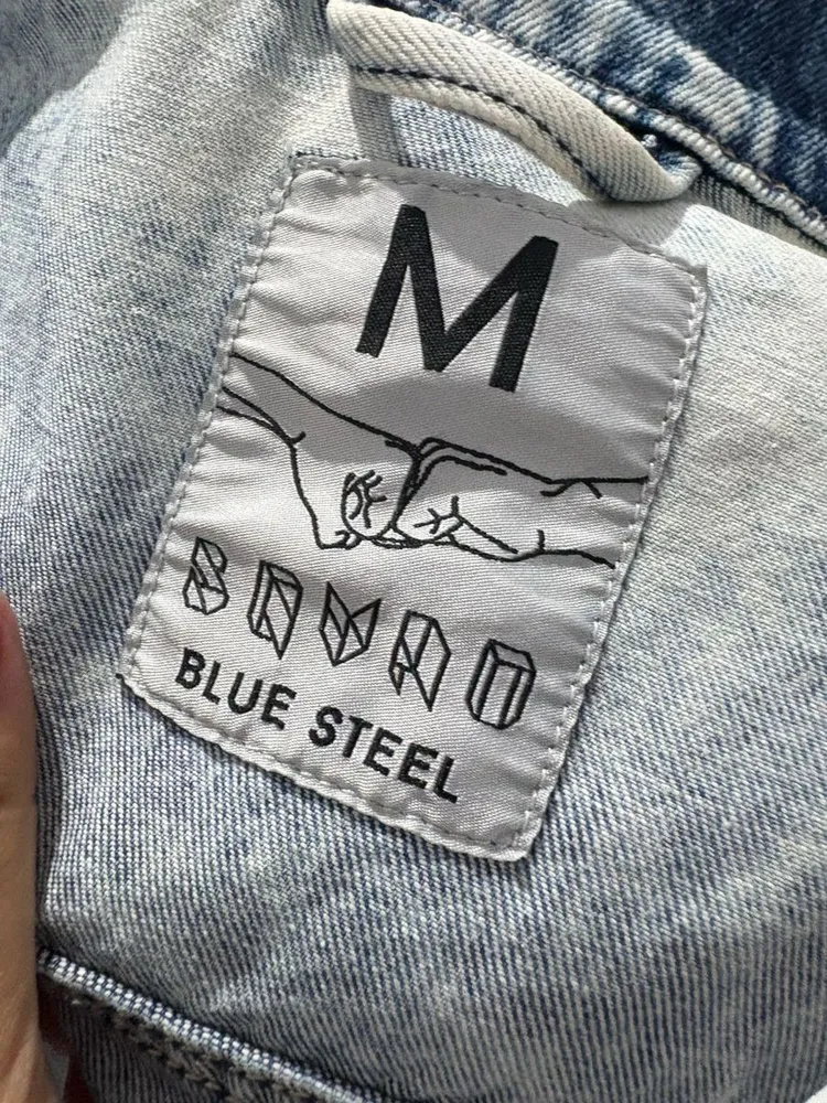 Jaqueta jeans bluesteel customizada m cores vivas