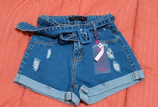 short jeans feminina com cinto