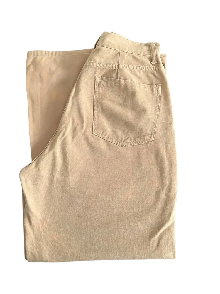 Calça wide leg bege