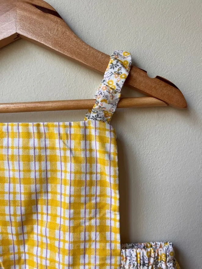 Vestido Infantil Xadrez Amarelo