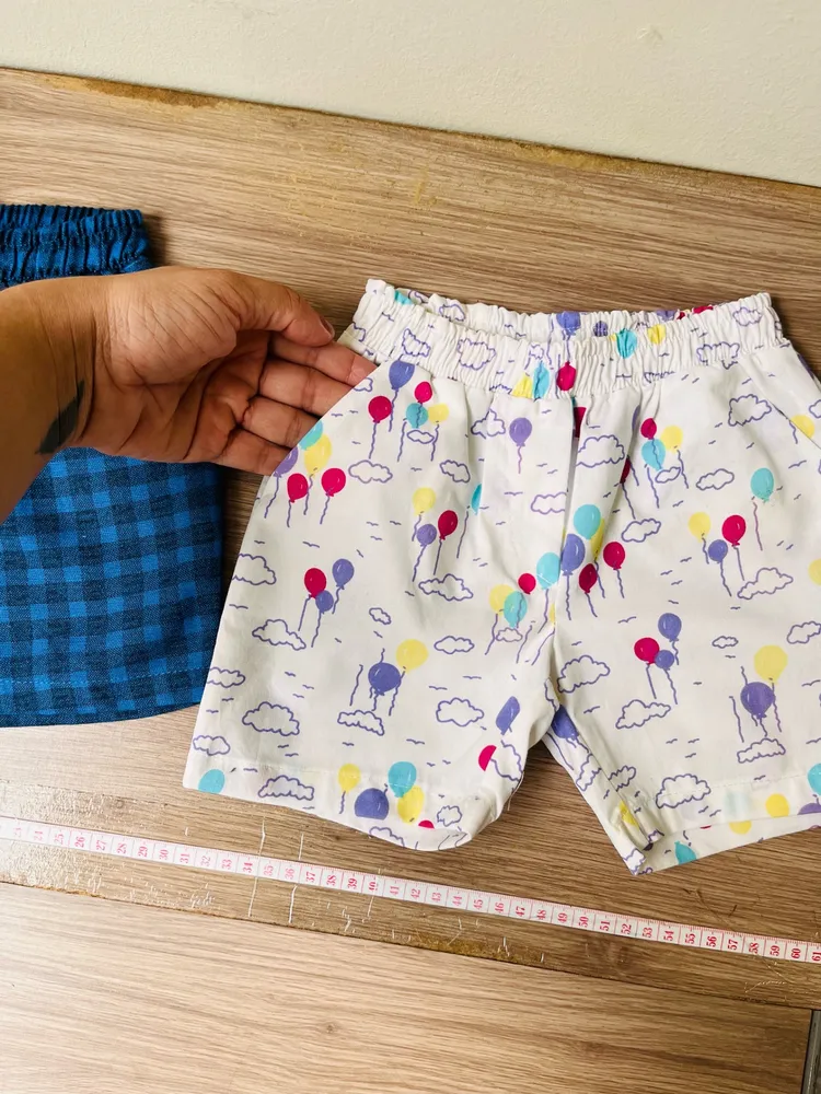 kit duas peças / short xadrez e com balões