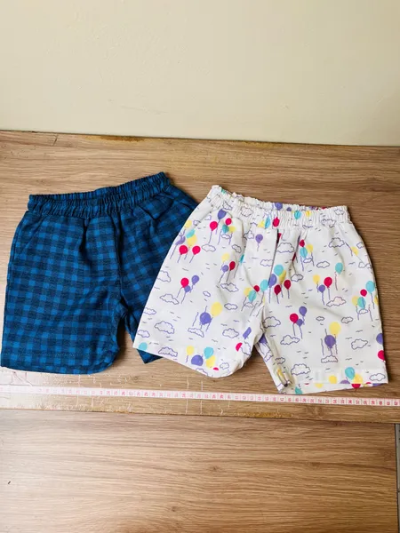 kit duas peças / short xadrez e com balões