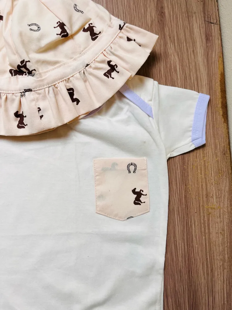 kit duas peças Body e chapéu infantil