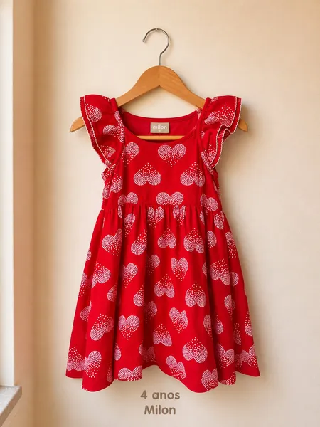Vestido infantil Milon, corações 4 anos