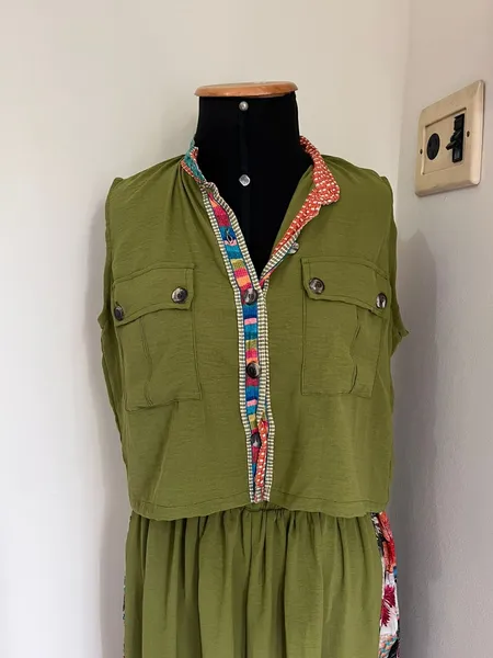 kit mãe e filha verde estampado