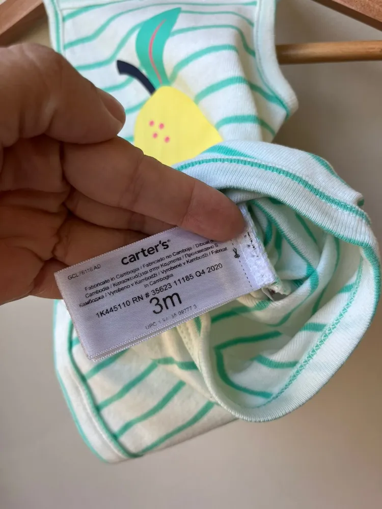 body infantil carters 3 meses