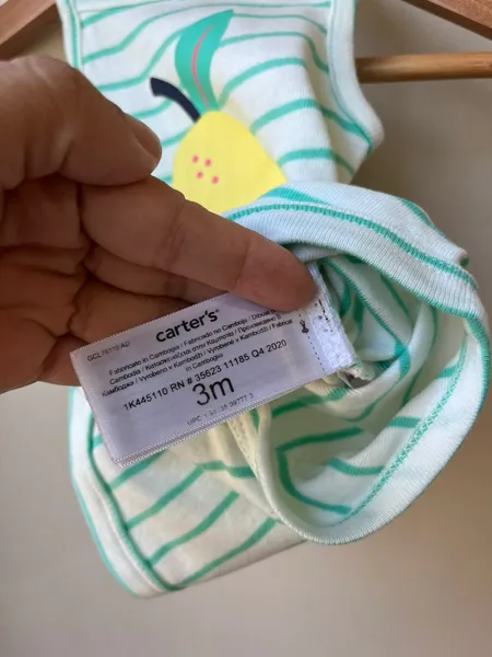 body infantil carters 3 meses