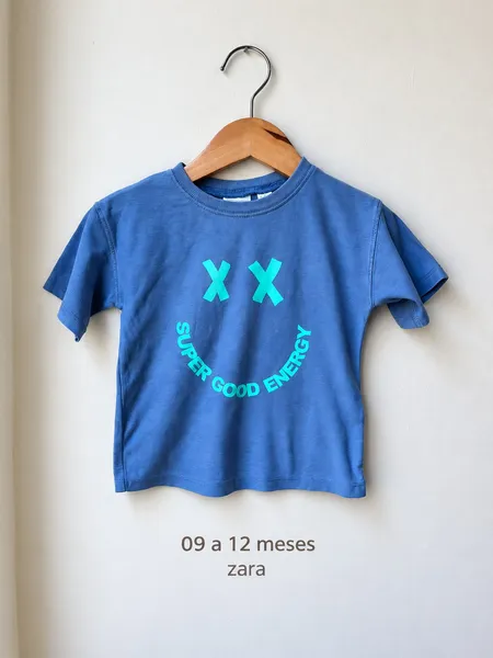 blusa infantil zara azul 9 a 12 meses