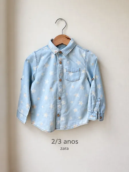 camisa infantil zara jeans estrelas 2/3 anos