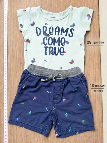 conjunto infantil carters blusa 9m short 18m