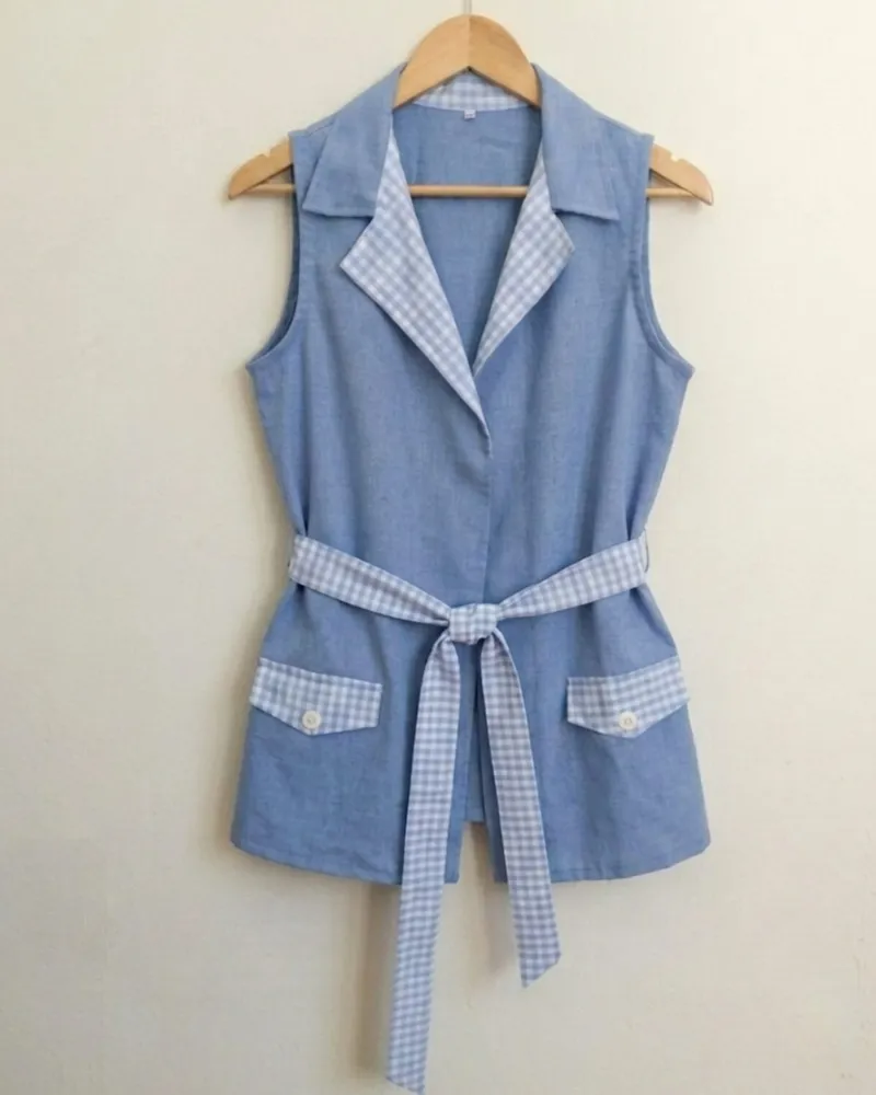 colete fem e camisa infantil xadrez azul tal mae e filho