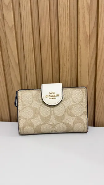 carteira coach medium bege original