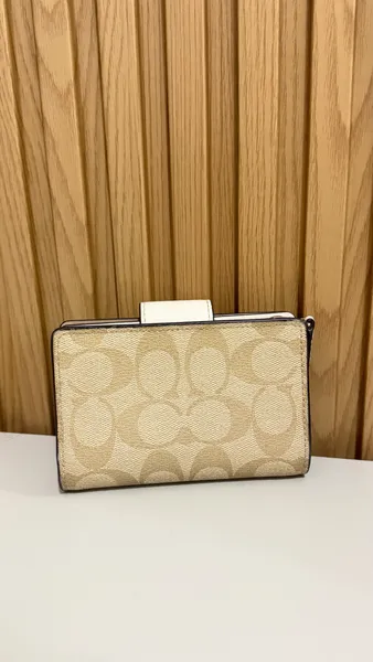 carteira coach medium bege original
