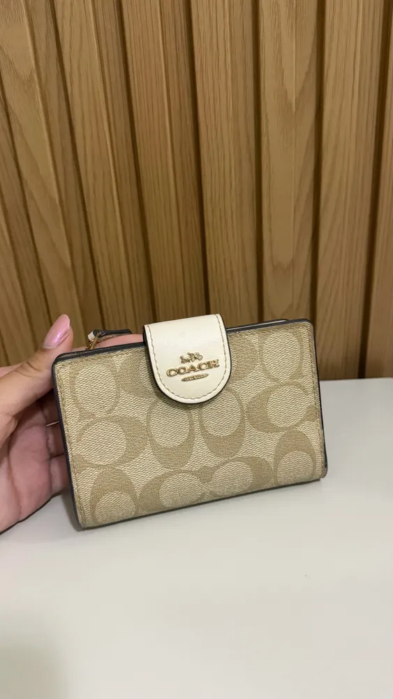 carteira coach medium bege original