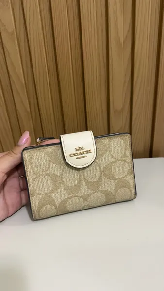 carteira coach medium bege original