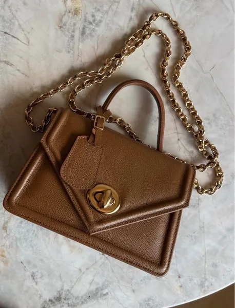 Bolsa caramelo Couro legitimo festivita
