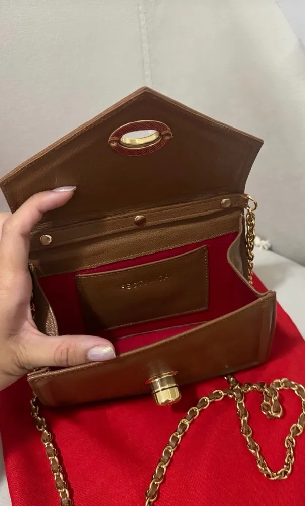 Bolsa caramelo Couro legitimo festivita