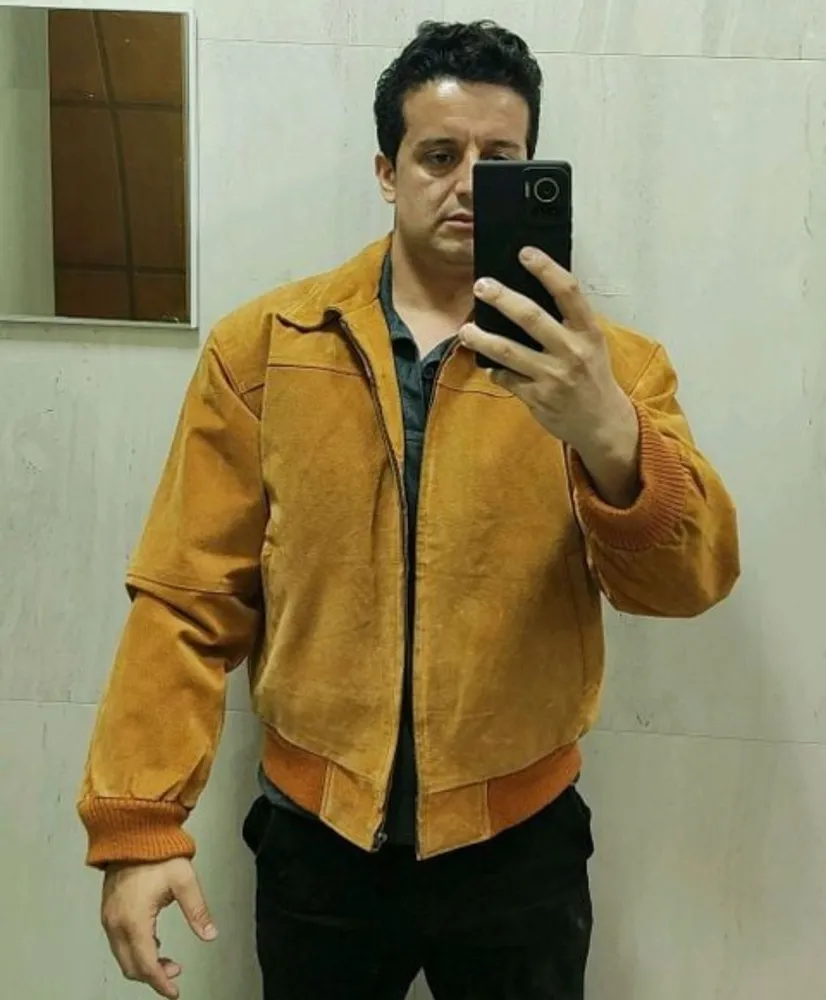 jaqueta masculina em couro legítimo tamanho M