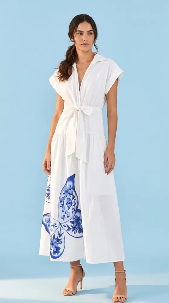 Vestido farm novo s/ tag. vestido Branco Midi Borboletas