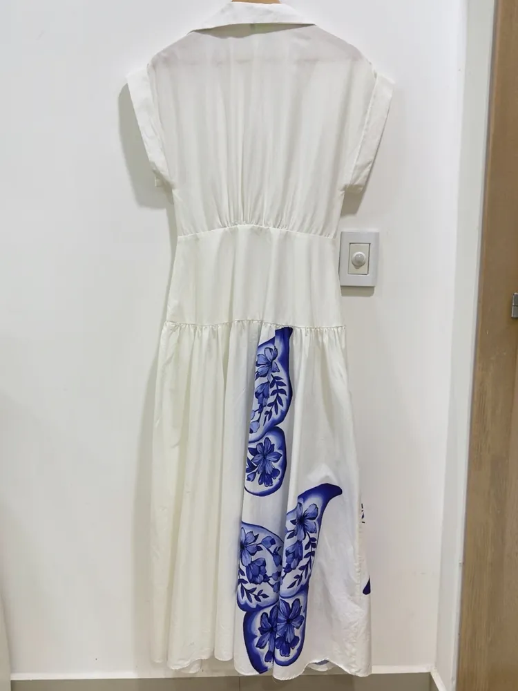 Vestido farm novo s/ tag. vestido Branco Midi Borboletas