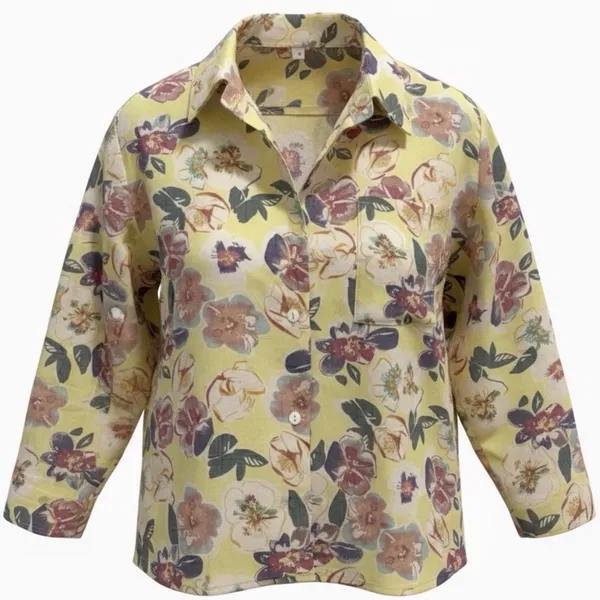 camisa feminina floral amarela m