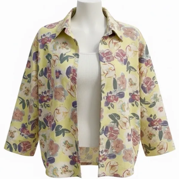 camisa feminina delicada floral amarela m