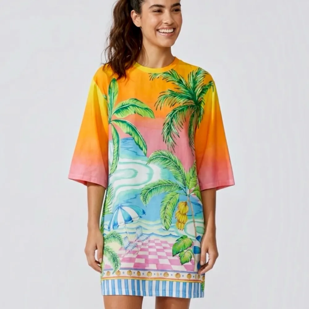 vestido farm novo c/ tag. vestido t-shirt big estampado p