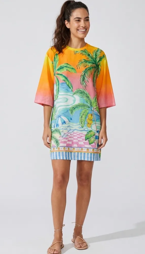 vestido farm novo c/ tag. vestido t-shirt big estampado p