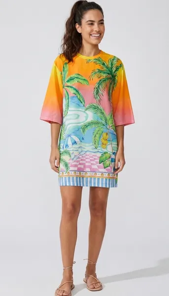 vestido farm novo c/ tag. vestido t-shirt big estampado p