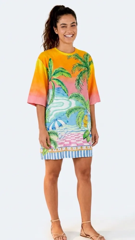 vestido farm novo c/ tag. vestido t-shirt big estampado p