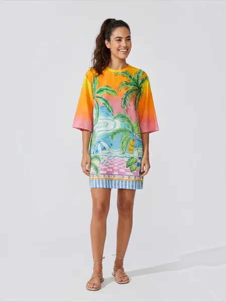 vestido farm novo c/ tag. vestido t-shirt big estampado p