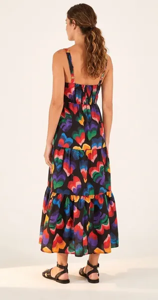 vestido farm novo s/ tag. vestido midi folha coração p