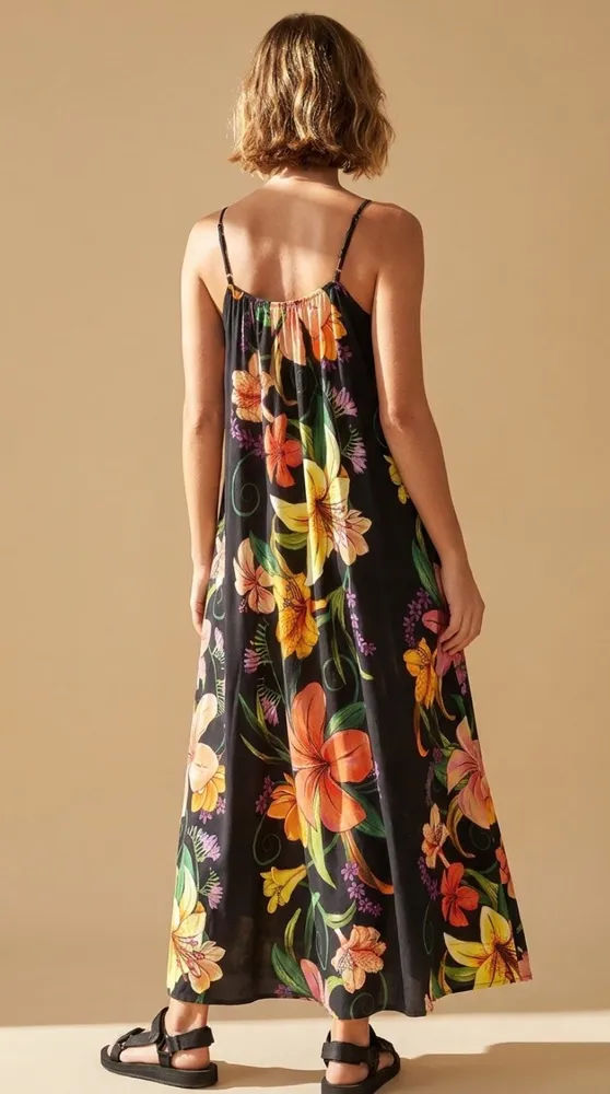 vestido farm novo s/ tag. vestido longo vestida de flor