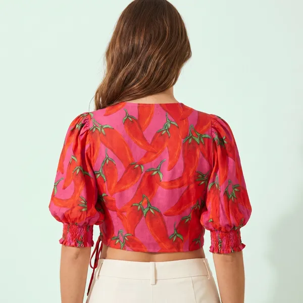 farm blusa cropped piri piri pimentas p