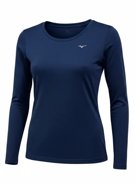 camiseta manga longa mizuno nirvana azul marinho m. esporte