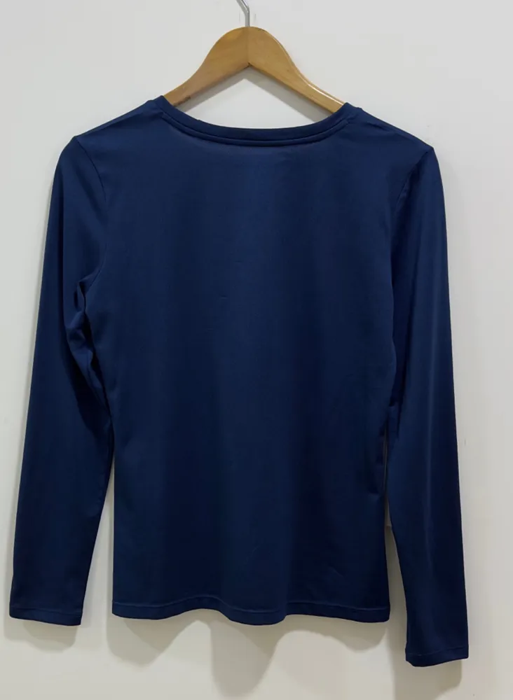 camiseta manga longa mizuno nirvana azul marinho m. esporte