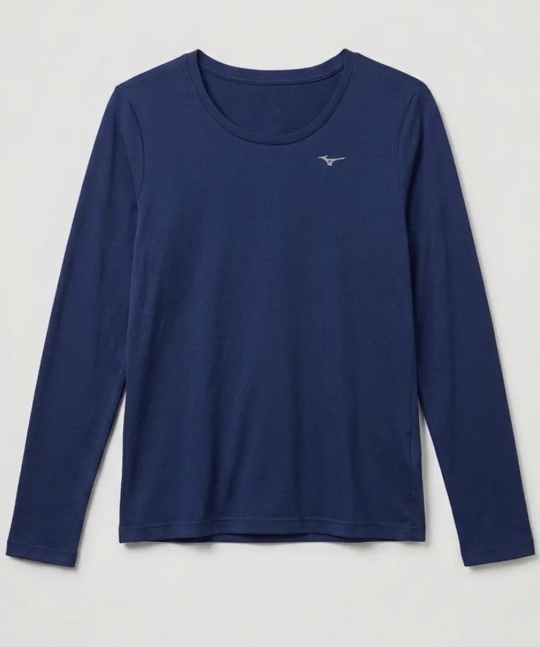 camiseta manga longa mizuno nirvana azul marinho m. esporte
