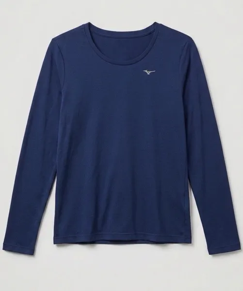camiseta manga longa mizuno nirvana azul marinho m. esporte