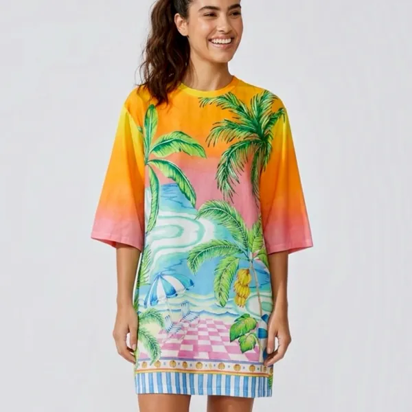 vestido farm novo c/ tag. vestido t-shirt big estampado p