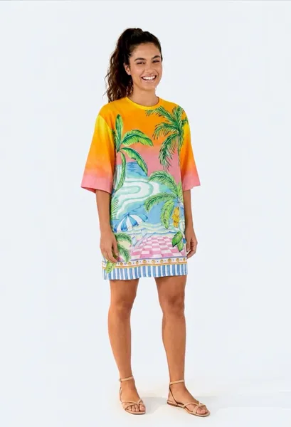 vestido farm novo c/ tag. vestido t-shirt big estampado p