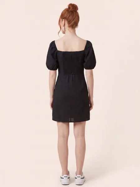 vestido novo c/ tag preto curto manga bufante m