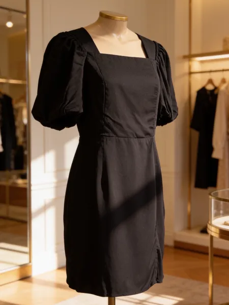 vestido novo c/ tag preto curto manga bufante m