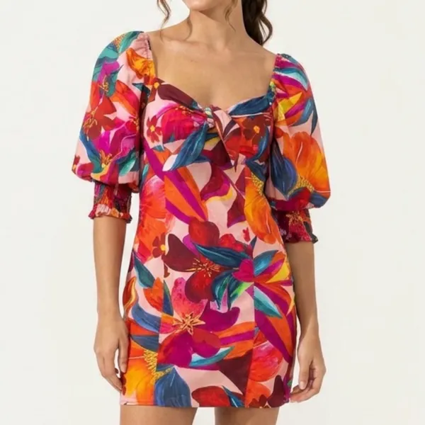 vestido farm novo s/ tag. vestido curto floral erika p