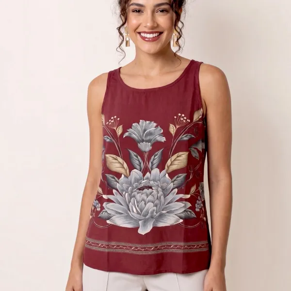 blusa farm nova c/ tag. regata estampa retrópico p