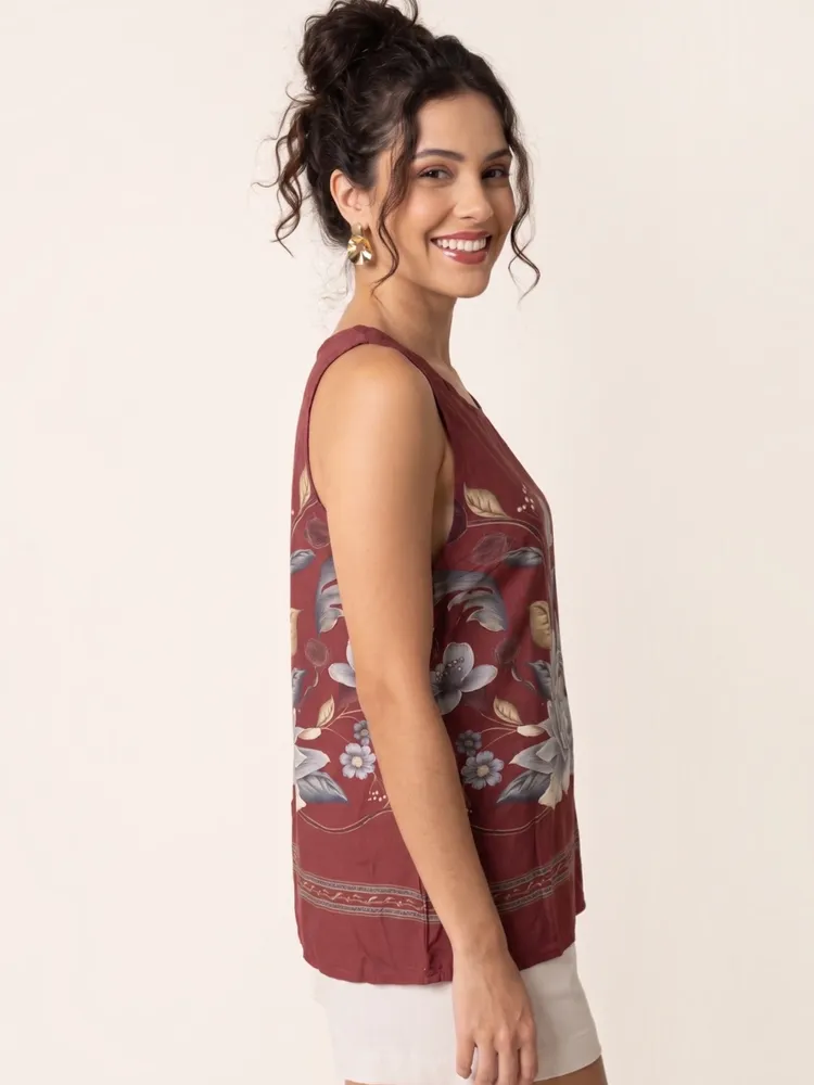 blusa farm nova c/ tag. regata estampa retrópico p