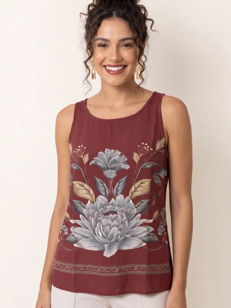 blusa farm nova c/ tag. regata estampa retrópico p