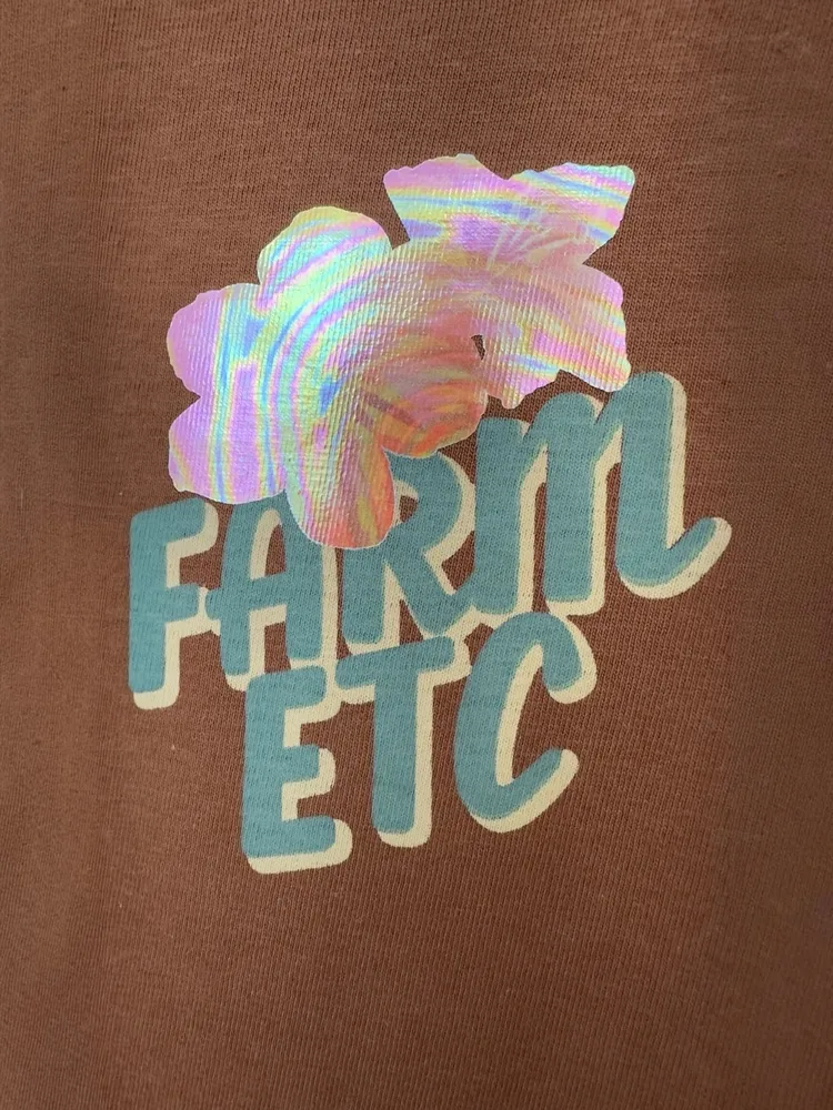 t-shirt farm nova c/ tag. camiseta t-shirt m. cor amêndoa